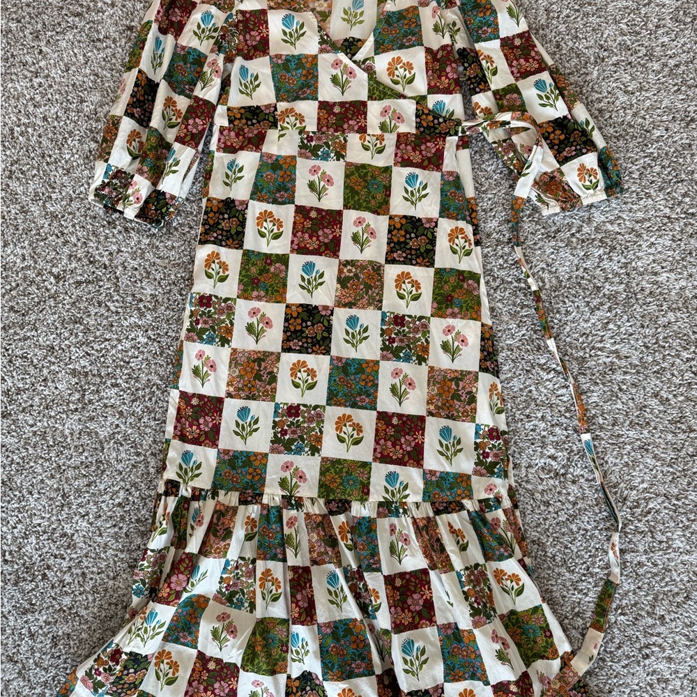 Olivia James The Label Floral Patchwork Maxi Wrap Dress